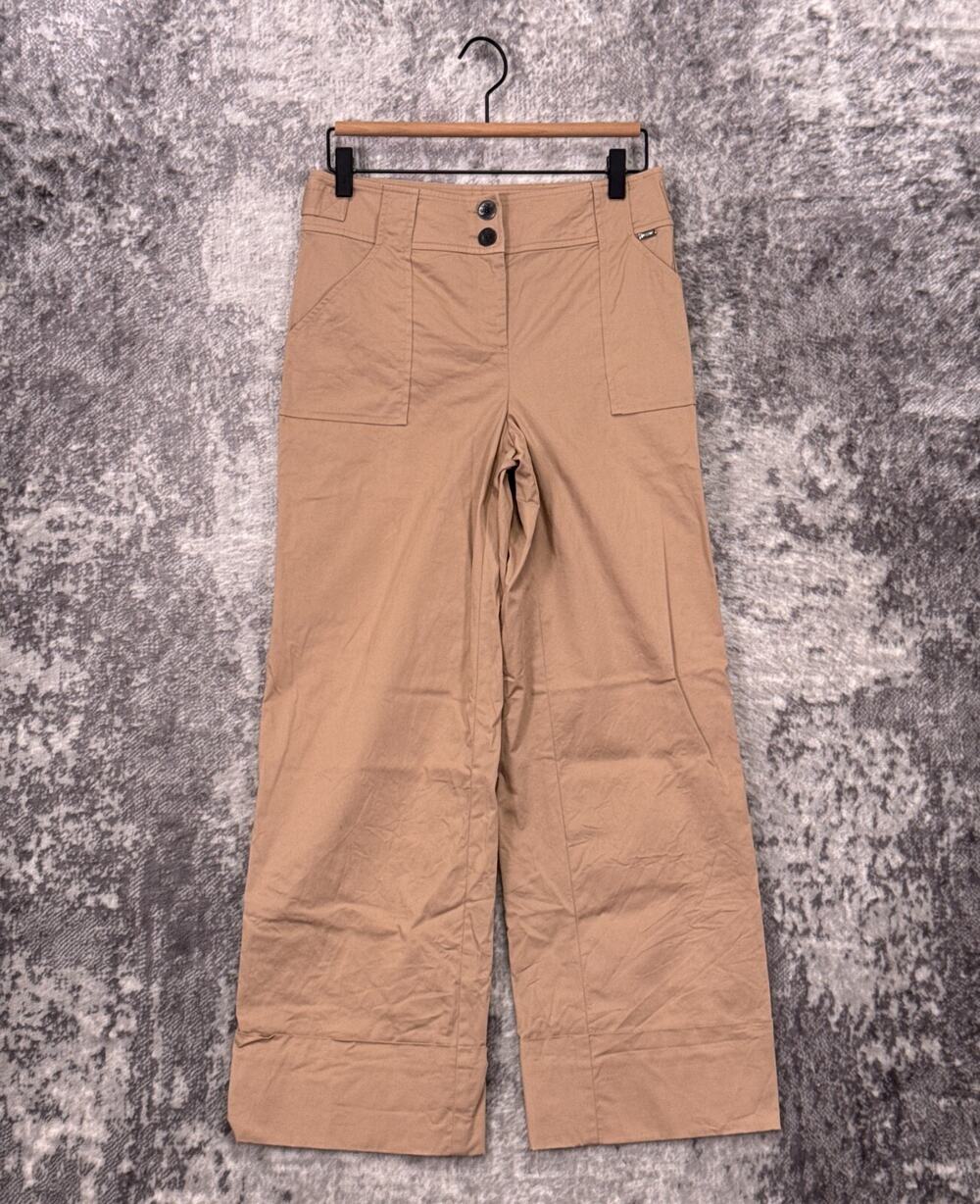 St John Pants 2 Womens Cotton Twill Wide Leg Cuffed Trouser